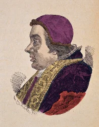 XIII. Kelemen pápa portréja (Clemente vagy Clemens) (1758-1769), 1898 (metszet későbbi színezéssel)